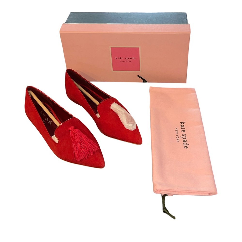 kate spade new york Adore Tassel Pointed-Toe Loafer Flats 7.5 New Deep Rubine - Picture 2 of 10